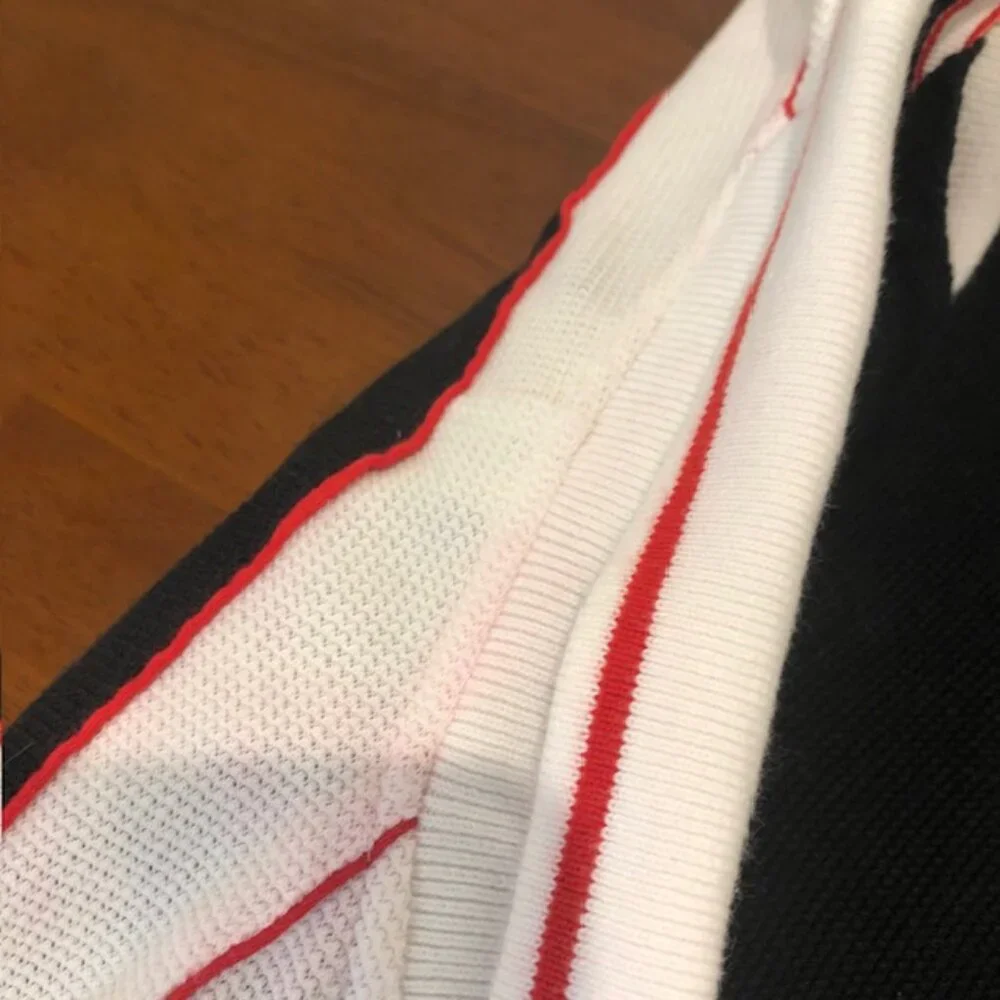 Adidas Vintage Black White Red Polo Shirt Size XXL.